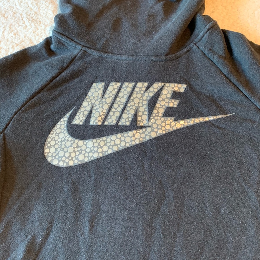 Nike Funnel Neck Black Hoodie Silver Logo Size XL - Picture 7 of 11